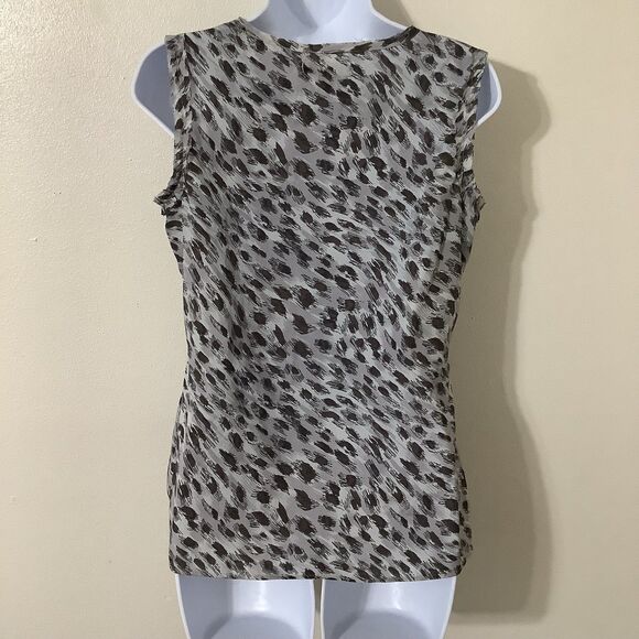 Banana Republic Grey Cheetah Leopard Print Sheer Summer McBling Ruffle Top Small - Picture 6 of 10